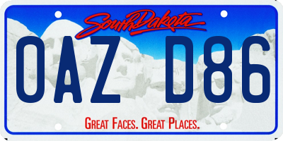 SD license plate 0AZD86