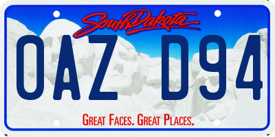 SD license plate 0AZD94
