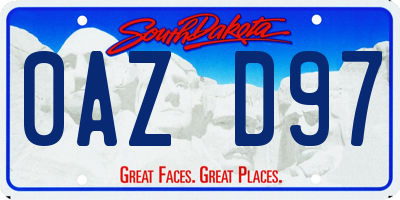 SD license plate 0AZD97