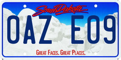SD license plate 0AZE09