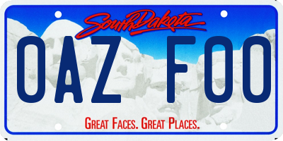 SD license plate 0AZF00