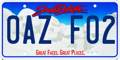 SD license plate 0AZF02