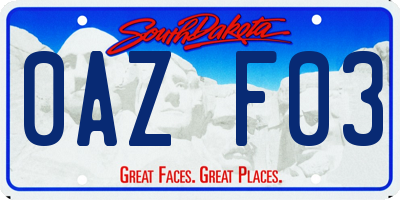SD license plate 0AZF03