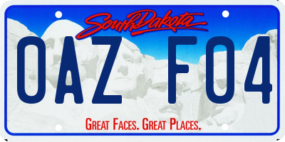 SD license plate 0AZF04
