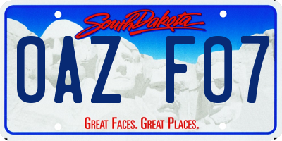 SD license plate 0AZF07