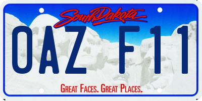 SD license plate 0AZF11
