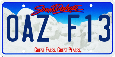 SD license plate 0AZF13