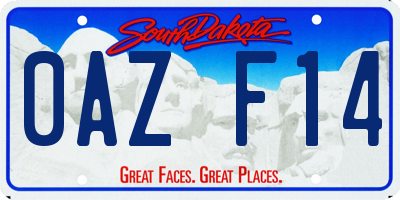 SD license plate 0AZF14