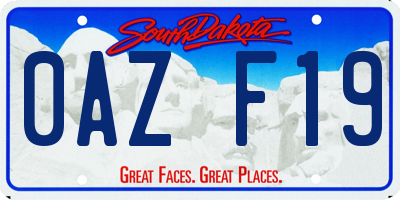 SD license plate 0AZF19