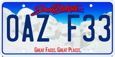 SD license plate 0AZF33