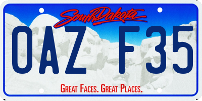 SD license plate 0AZF35