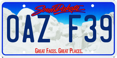 SD license plate 0AZF39