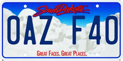 SD license plate 0AZF40