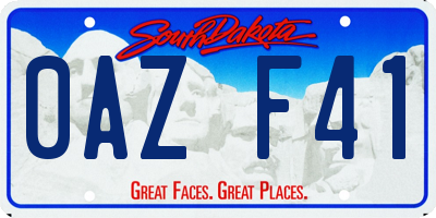 SD license plate 0AZF41