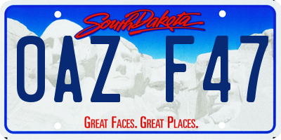 SD license plate 0AZF47