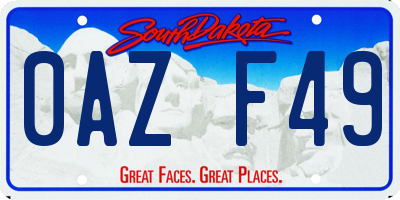 SD license plate 0AZF49