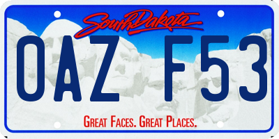 SD license plate 0AZF53