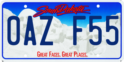 SD license plate 0AZF55