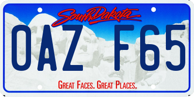 SD license plate 0AZF65