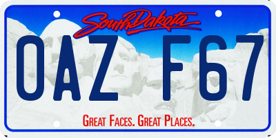 SD license plate 0AZF67