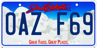 SD license plate 0AZF69