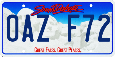 SD license plate 0AZF72