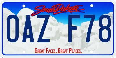 SD license plate 0AZF78