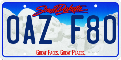 SD license plate 0AZF80
