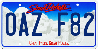 SD license plate 0AZF82