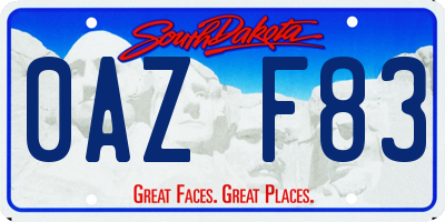 SD license plate 0AZF83