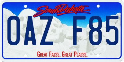 SD license plate 0AZF85
