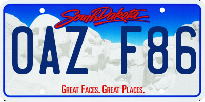 SD license plate 0AZF86