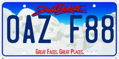 SD license plate 0AZF88