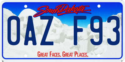 SD license plate 0AZF93