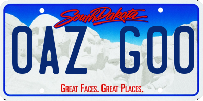 SD license plate 0AZG00