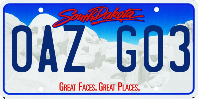 SD license plate 0AZG03