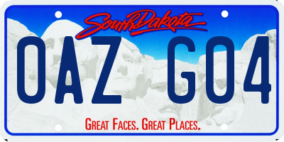 SD license plate 0AZG04
