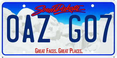 SD license plate 0AZG07