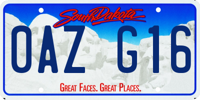 SD license plate 0AZG16