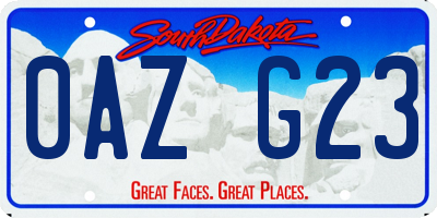 SD license plate 0AZG23