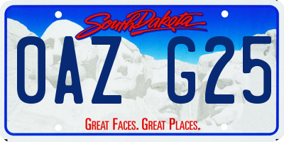 SD license plate 0AZG25