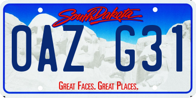 SD license plate 0AZG31