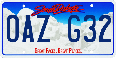 SD license plate 0AZG32