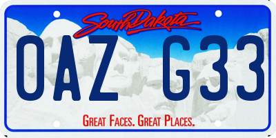 SD license plate 0AZG33