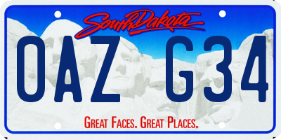 SD license plate 0AZG34