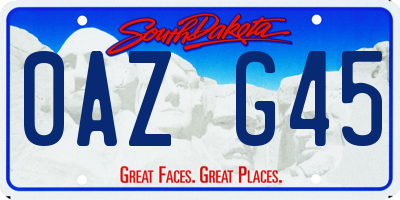 SD license plate 0AZG45