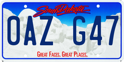 SD license plate 0AZG47