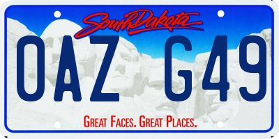 SD license plate 0AZG49