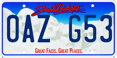 SD license plate 0AZG53
