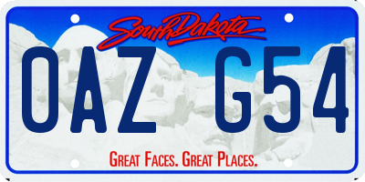 SD license plate 0AZG54